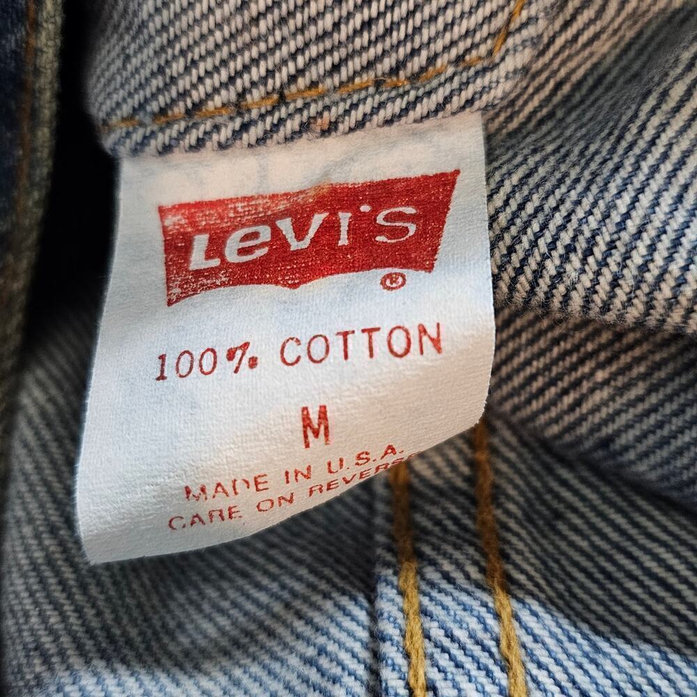 Vintage Levi's Denim Jacket Womens Large 80s Trucker Hand Painted South Western - Picture 12 of 12
